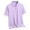 Mens Shirt Button Down Shirt Casual Loose Business Short Sleeve Ice Silk Fashion Tshirt Summer Trendy Outfits Clothes Purple view 1