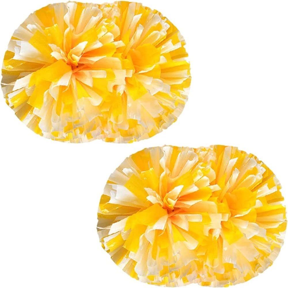 Cheerleading Pom Poms dla dzieci Dorosy, 12-calowe plastikowe Cheer Poms z rkojeci Baton, 2 szt. Cheerleaderki Pompony Holiday Cheer Prom Sports Team Dance(Color:Yellow+White#Handle)