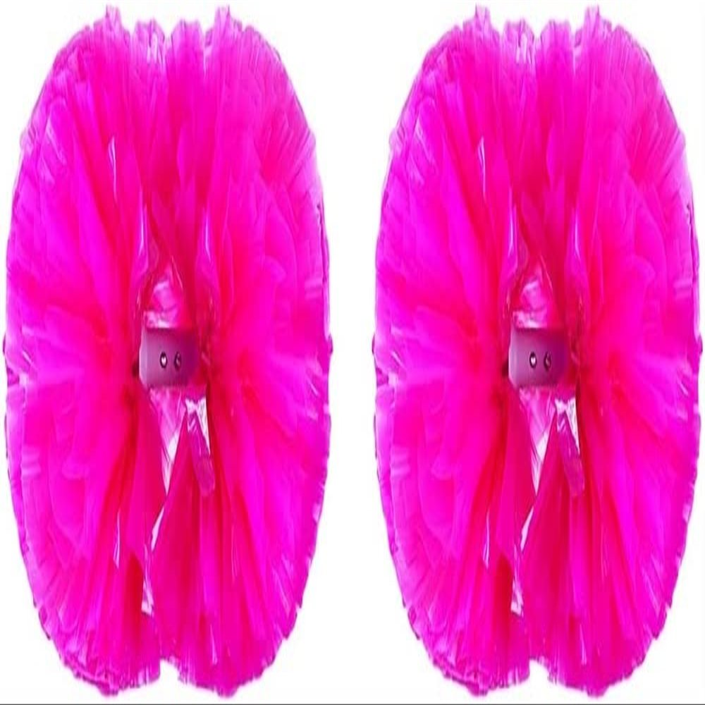 2Pcs Cheerleading Pom Poms with Plastic Baton Handle Cheerleader Pompoms Kit Cheer Poms for Boy Girl School Sports Games Team Cheering Dancing Costume(Color:Hot Pink)