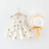 AMIMOJY daily deals Baby Girls Summer Dresses Sleeveless Princess Clothes Infrant Cherry Polka Dot Tank Skirt Bow Hat Outfit Set 2Pcs 18 month thanksgiving outfit girl, Yellow view 2