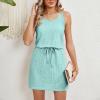 Eyelet Sundresses for Women 2024 Mini Swimsuit Cover Up Casual Summer Crewneck Drawstring Waist Dress Comfy Slip Dress Lounge Elegant Trendy Sun Dress Comfy Music Festival Dress Casual Summer Dress view 2
