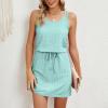 Eyelet Sundresses for Women 2024 Mini Swimsuit Cover Up Casual Summer Crewneck Drawstring Waist Dress Comfy Slip Dress Lounge Elegant Trendy Sun Dress Comfy Music Festival Dress Casual Summer Dress view 3