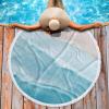 ZOE GARDEN Turquoise Beach Towel, Absorbent Quick Dry Sand Free Lightweight Travel Camping Bath Towels, Round Throw Blanket for Swim Pool Gym Yoga Spa Coastal Ocean Sea Wave Abstract Geometric view 1