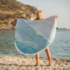 ZOE GARDEN Turquoise Beach Towel, Absorbent Quick Dry Sand Free Lightweight Travel Camping Bath Towels, Round Throw Blanket for Swim Pool Gym Yoga Spa Coastal Ocean Sea Wave Abstract Geometric view 3