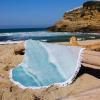 ZOE GARDEN Turquoise Beach Towel, Absorbent Quick Dry Sand Free Lightweight Travel Camping Bath Towels, Round Throw Blanket for Swim Pool Gym Yoga Spa Coastal Ocean Sea Wave Abstract Geometric view 4