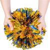 2 Pcs Pom Poms Cheerleading with Baton Handle, 13'' Metallic Foil Plastic Cheerleader Pom Poms for Sports Team Spirit Party Dance, Cheer Pom Poms Squad Spirit Poms for Kids Adult(Color:Blue Gold) view 2