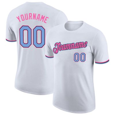 Custom White Pink Sky Blue Baseball Team Jerseys Personalized Baseball Shirts Sports Uniform Printed Name Number Logo for Men Women Youth