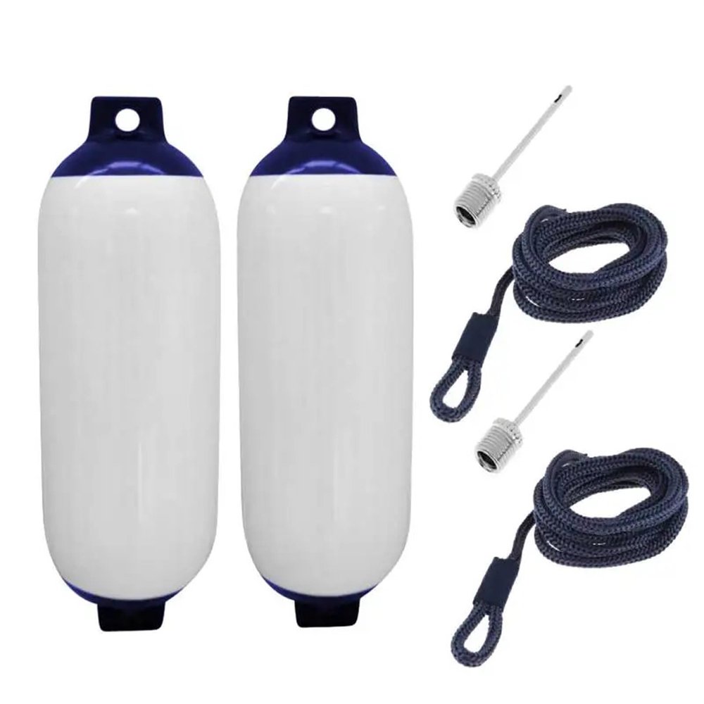 UNKOMN Marine Accessories 2pcs Boat Inflatable Bumper fenders Marine Bumper fenders Anti-Crash Buoy Yacht Docking Mooring Shield Protection(Color:Blue Rope)