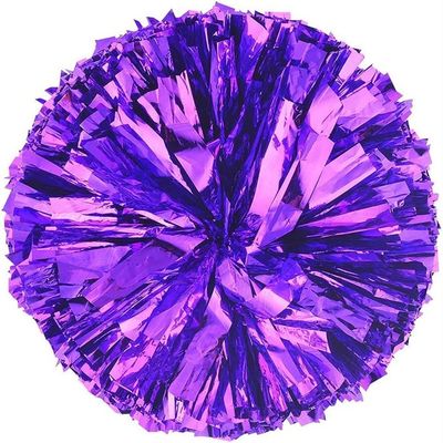 2 Pcs Pom Poms Cheerleading with Baton Handle, 13'' Metallic Foil Plastic Cheerleader Pom Poms for Sports Team Spirit Party Dance, Cheer Pom Poms Squad Spirit Poms for Kids Adult(Color:Purple)