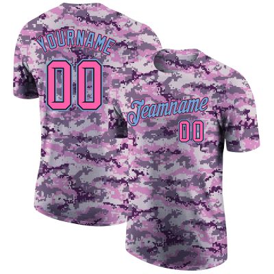 Custom Camouflage Baseball T Shirts Pink Black Sky Blue Personalized Baseball Jerseys Printed Name Number Logo Customize Sports Uniform for Men Women Youth
