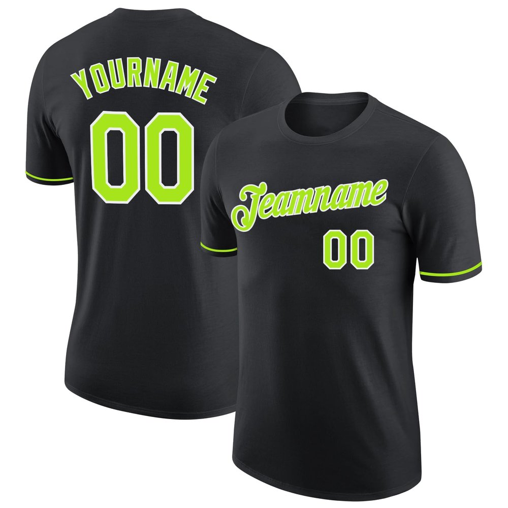 LTOCMKIY Black Neno Green Customize Men Baseball T-Shirts Crew Neck Personalized Women Baseball Jerseys Short Sleeve Customize Youth Baseball Sports Uniform Printed Name Number Logo