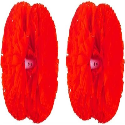 2Pcs Cheerleading Pom Poms with Plastic Baton Handle Cheerleader Pompoms Kit Cheer Poms for Boy Girl School Sports Games Team Cheering Dancing Costume(Color:Red)