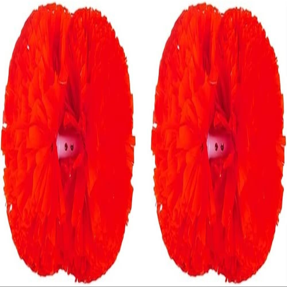 2Pcs Cheerleading Pom Poms with Plastic Baton Handle Cheerleader Pompoms Kit Cheer Poms for Boy Girl School Sports Games Team Cheering Dancing Costume(Color:Red)