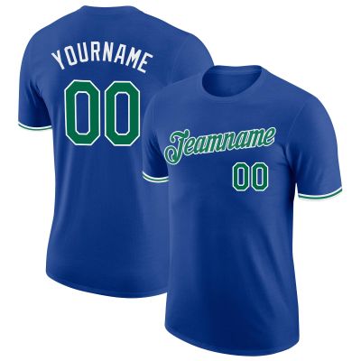 Custom Royal Blue White Green Baseball Tee Shirts for Men Summer Customize Baseball Jerseys Sports Uniform Printed Name Number Logo for Adult Youth