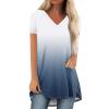 Womens Summer Tops Plus Size Raglan Short Sleeve Shirts V Neck High Low Casual Tunic Tops to Wear with Leggings Women's Tunics Plus Size Tops for Women Summer Blouses for Women 2025, White, Large view 1