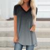 slqdgmryz Womens Summer Tops Plus Size Raglan Short Sleeve Shirts V Neck High Low Casual Tunic Tops to Wear with Leggings Plus Size Tops for Women Summer Blouses for Women 2025, Dark Gray, XX-Large view 2