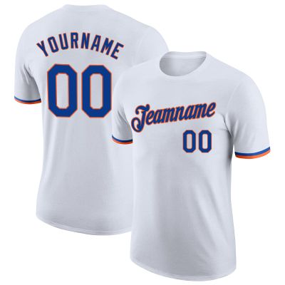 Personalized Baseball Jersey Polyester Crew Neck Custom White Blue Baseball T Shirts Sports Uniform Printed Name Number for Adult Youth Plus Size
