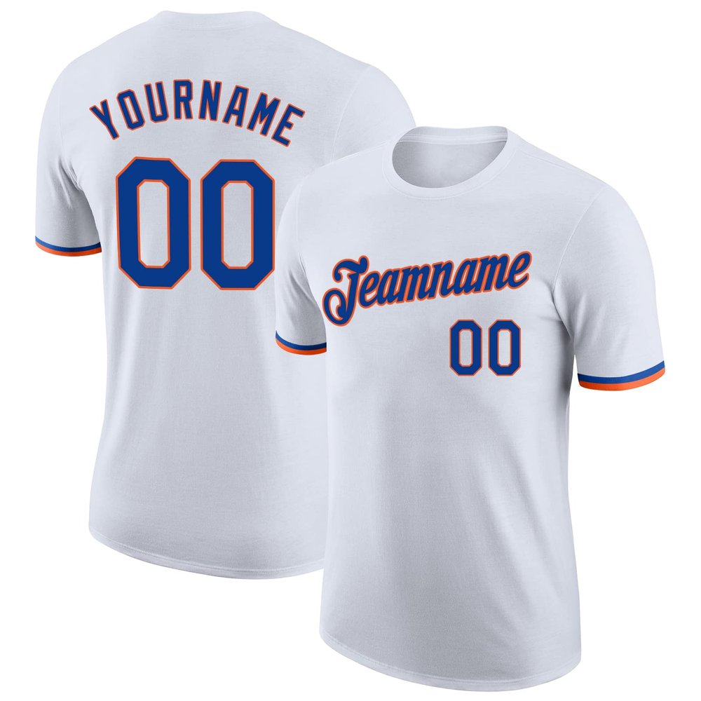 Personalized Baseball Jersey Polyester Crew Neck Custom White Blue Baseball T Shirts Sports Uniform Printed Name Number for Adult Youth Plus Size
