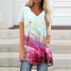 Womens Summer Tops Plus Size Raglan Short Sleeve Shirts V Neck High Low Casual Tunic Tops to Wear with Leggings Women's Tunics Plus Size Tops for Women Summer Blouses for Women 2025, Wine, Large view 2