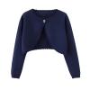 Miipat Toddler Girls Cardigan Long Sleeve Bolero Shrug Kids Knit Sweater Cover Up Button Closure Cropped Tops(DarkBlue,18-24M) view 1