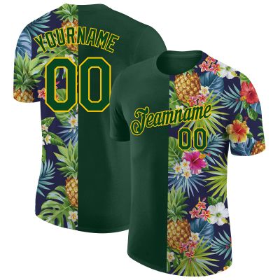 Custom Men Baseball T Shirts Personalized Green Yellow Baseball Jerseys Fruit Pattern Hip Hop Shirts Printed Name Number Logo Customize Sports Uniform for Women Boys Girls