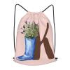 Pazacon Pink Drawstring Bag for Women Girls Kids Teens Students Floral Initial Drawstring Backpack Sackpack Draw String Cinch Bags for Sports, Gym, Travel, Swimming, Beach, Camping, Letter K view 1