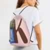 Pazacon Pink Drawstring Bag for Women Girls Kids Teens Students Floral Initial Drawstring Backpack Sackpack Draw String Cinch Bags for Sports, Gym, Travel, Swimming, Beach, Camping, Letter K view 2
