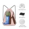Pazacon Pink Drawstring Bag for Women Girls Kids Teens Students Floral Initial Drawstring Backpack Sackpack Draw String Cinch Bags for Sports, Gym, Travel, Swimming, Beach, Camping, Letter K view 4