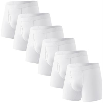 HAVVIS Men's Performance Underwear Boxer Briefs Soft Comfortable Bamboo Viscose Underwear for Men Multipack (XXL, Boxer Briefs : C03-6 Pack - White)