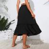 midelxp Pleated Skirts for Women Trendy Summer High Waisted Tiered Midi Skirts Swing a Line Boho Skirts with Pockets Soft Mid Length Skirts Trendy Vacation Beach Skirts Summer Skirts for Women 2024 view 3