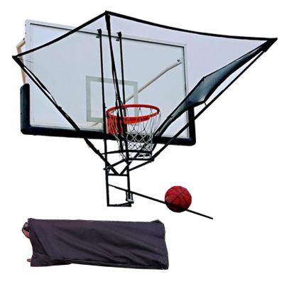 Basketball Shot Returner Portable Basketball Rebounder Net Return, Hang Basketball Shooting Trainer System with Bag, Rotatable Basketball Shot Returner for Standard Rim