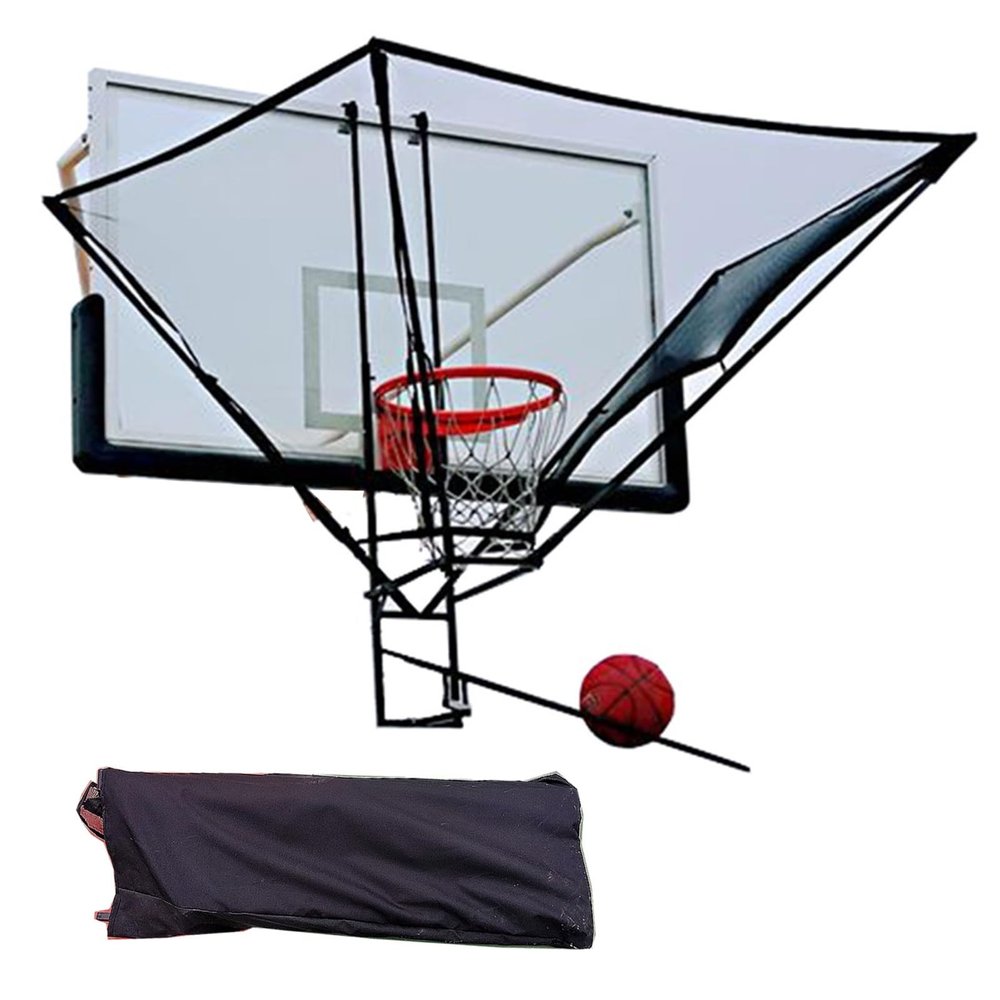 Basketball Shot Returner Portable Basketball Rebounder Net Return, Hang Basketball Shooting Trainer System with Bag, Rotatable Basketball Shot Returner for Standard Rim