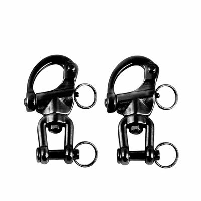 NRC&XRC Pair of Jaw Swivel Snap Shackle 316 Stainless Steel for Sailboat Spinnaker Halyard &Diving-Black (Length:5inch)