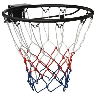 Heavy Duty Wall Mounted Full Size Basketball Hoop Rim and Net,Basketball Ring Black 45 cm Steel