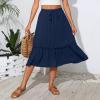 midelxp Pleated Skirts for Women Trendy Summer Drawstring High Waisted Skirts Boho Swing a Line Skirts with Pockets Soft Mid Length Skirts Trendy Vacation Beach Skirts Summer Dresses for Women 2024 view 2