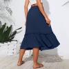 midelxp Pleated Skirts for Women Trendy Summer Drawstring High Waisted Skirts Boho Swing a Line Skirts with Pockets Soft Mid Length Skirts Trendy Vacation Beach Skirts Summer Dresses for Women 2024 view 3