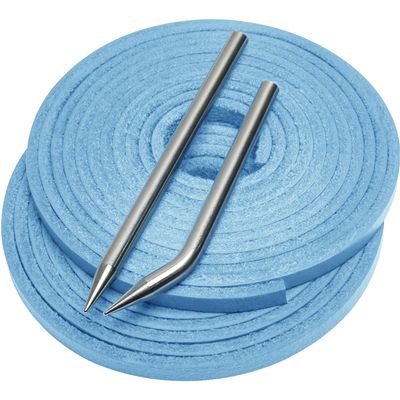 Aeesio Softball Baseball Glove Lace, Mitt Lace Repair Kit Includes 2 Leather Laces and Lacing Needle for Catcher's Glove (Light Blue)