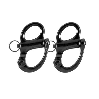 NRC&XRC Pair of 316 Stainless Steel Fixed Bail Snap Shackle for Bracelet, Sailboat,Boat Marine Stainless Steel Clip-Black-Black (Size: 3-3/4"(96MM))