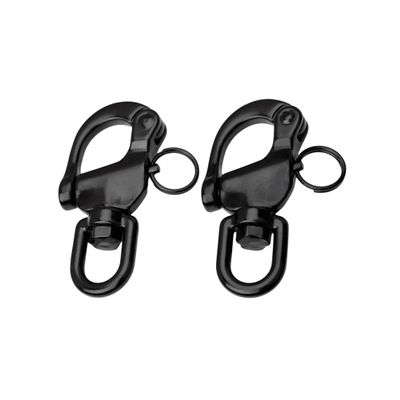 NRC&XRC Pair of Swivel Eye Snap Shackle Quick Release Bail Rigging Sailing Boat Marine Stainless Steel Clip-Black (Length:3-1/2inch 87MM)