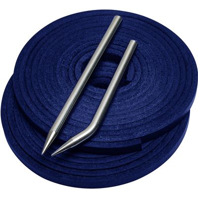 Aeesio Softball Baseball Glove Lace, Mitt Lace Repair Kit Includes 2 Leather Laces and Lacing Needle for Catcher's Glove (Dark Navy Blue)
