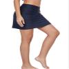 Micosuza Women's Swim Skirt with Pockets Active Skorts Modest Swim Bottoms with Built-in Shorts Navy view 2