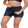 Micosuza Women's Swim Skirt with Pockets Active Skorts Modest Swim Bottoms with Built-in Shorts Navy view 4