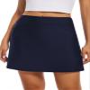 Micosuza Women's Swim Skirt with Pockets Active Skorts Modest Swim Bottoms with Built-in Shorts Navy view 2