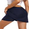 Micosuza Women's Swim Skirt with Pockets Active Skorts Modest Swim Bottoms with Built-in Shorts Navy view 3
