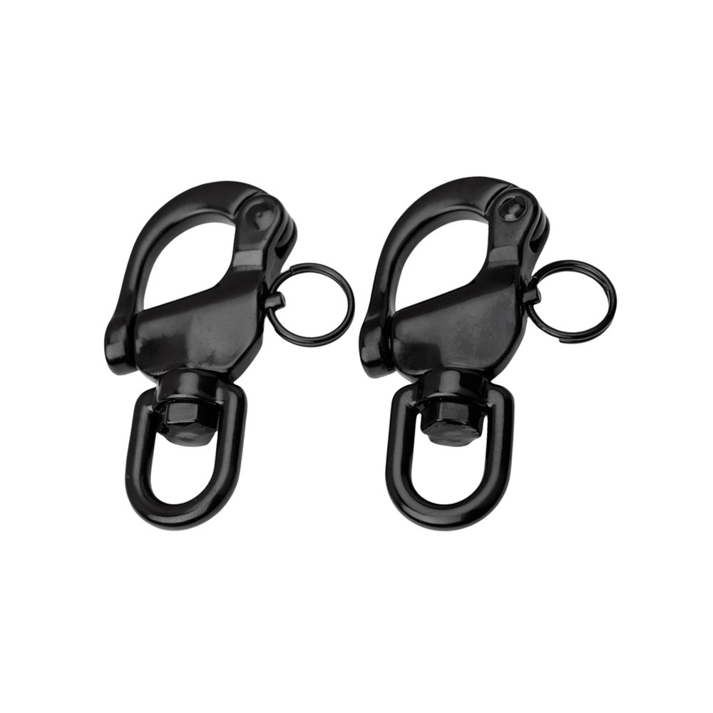NRC&XRC Pair of Swivel Eye Snap Shackle Quick Release Bail Rigging Sailing Boat Marine Stainless Steel Clip-Black (Length:5inch 128MM)