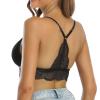 SHEKINI Lace Bralettes for Women Front Closure Bras Padded Wire Free Triangle Wireless Halter Bra Racerback Crop Top Vest Bra Black view 2