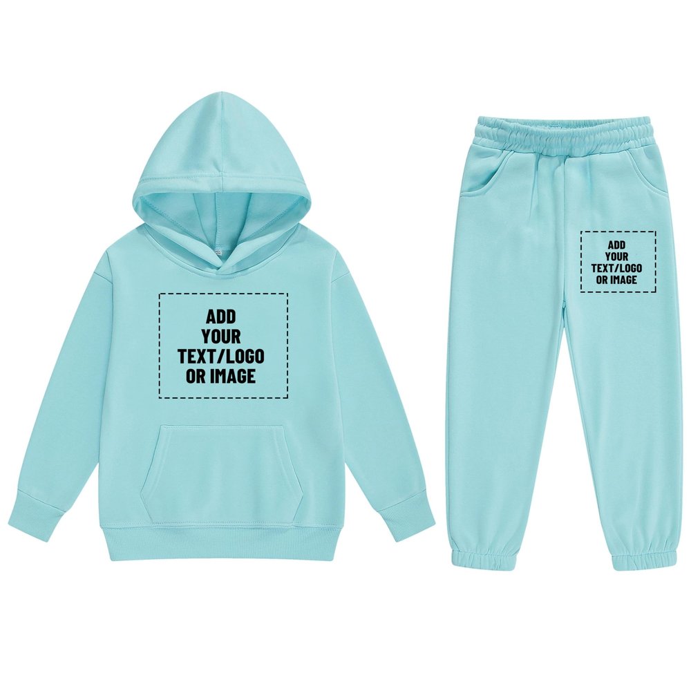 Icibgds Boys Custom 2 Piece Sweatsuits Add Your Own Text and Image Girls Personalized Tracksuits Hoodie and Sweatpants