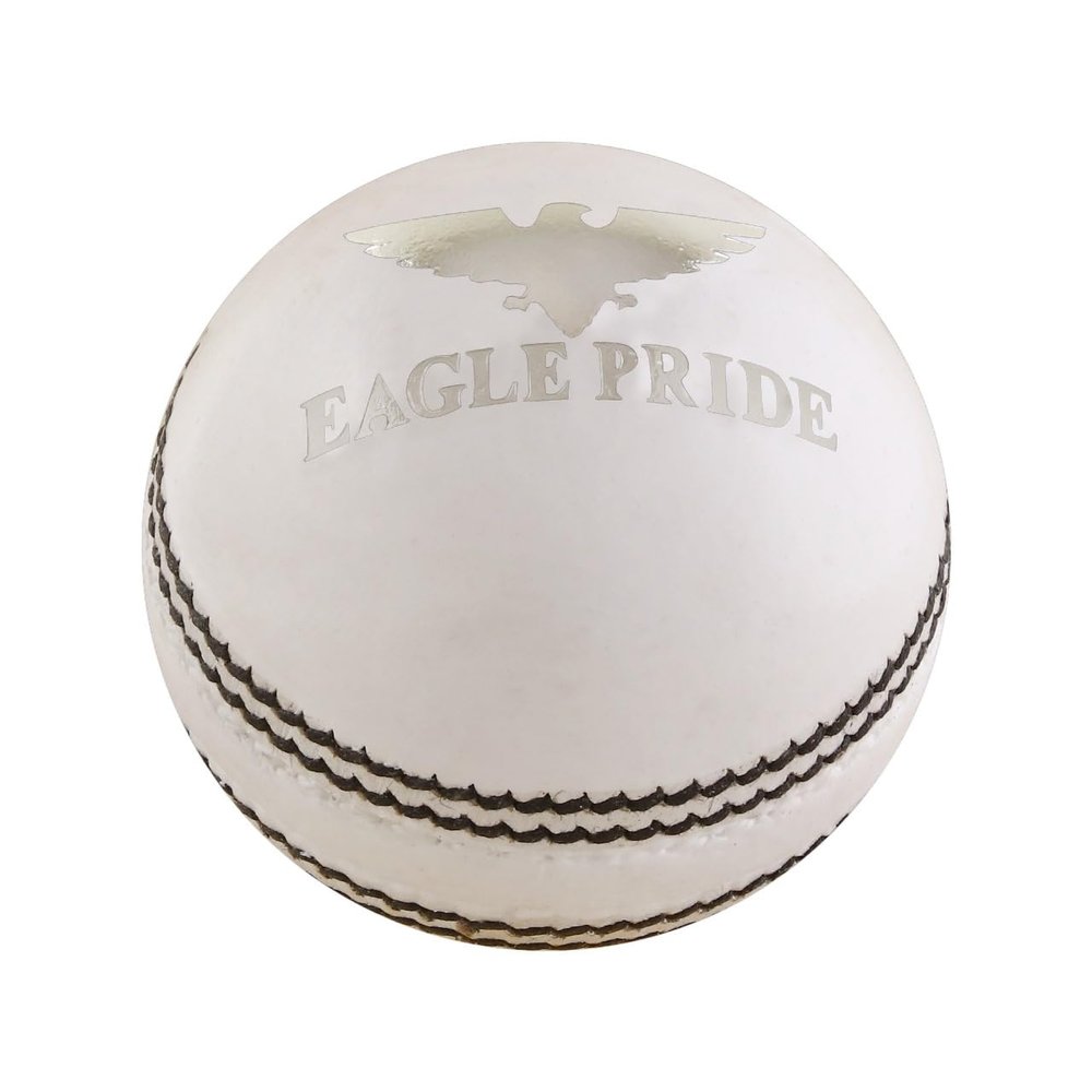Eagle Pride Premium Hand-Stitched Leather Cricket Balls for Club, Practice, Test, One Day, and T20 Matches Tanned Leather, Polished County Crown Match Balls, (156g / 5.5oz) (White, Pack of 4)