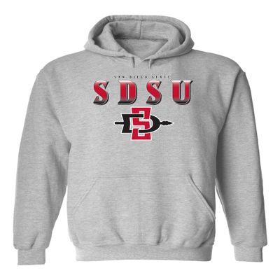 CornBorn San Diego State Aztecs Pullover - Hooded Fleece SDSU Full Color Fade Aztecs Logo - Gray - 2X