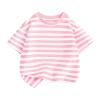 Children's Short Sleeved Striped Top Round Neck Cotton Going Out Outfits for Boys Girls Toddler Casual (Pink, 7-8 Years) view 1